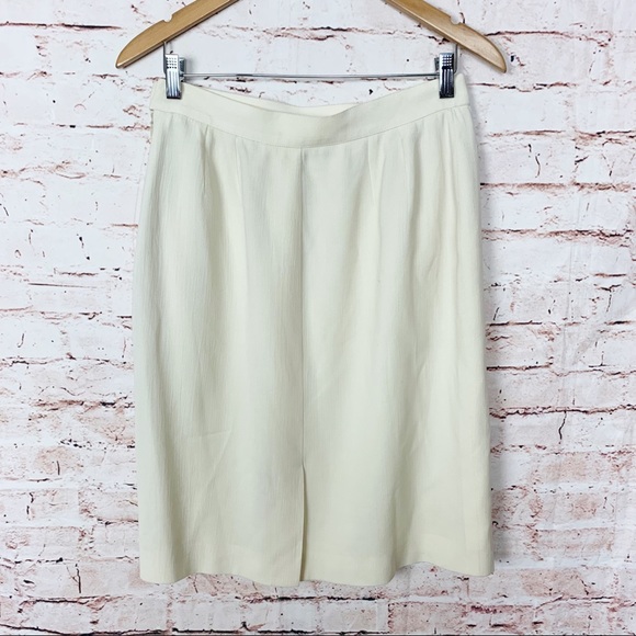 Yves Saint Laurent Encore Ivory Pencil Skirt Size 12 - Picture 2 of 6